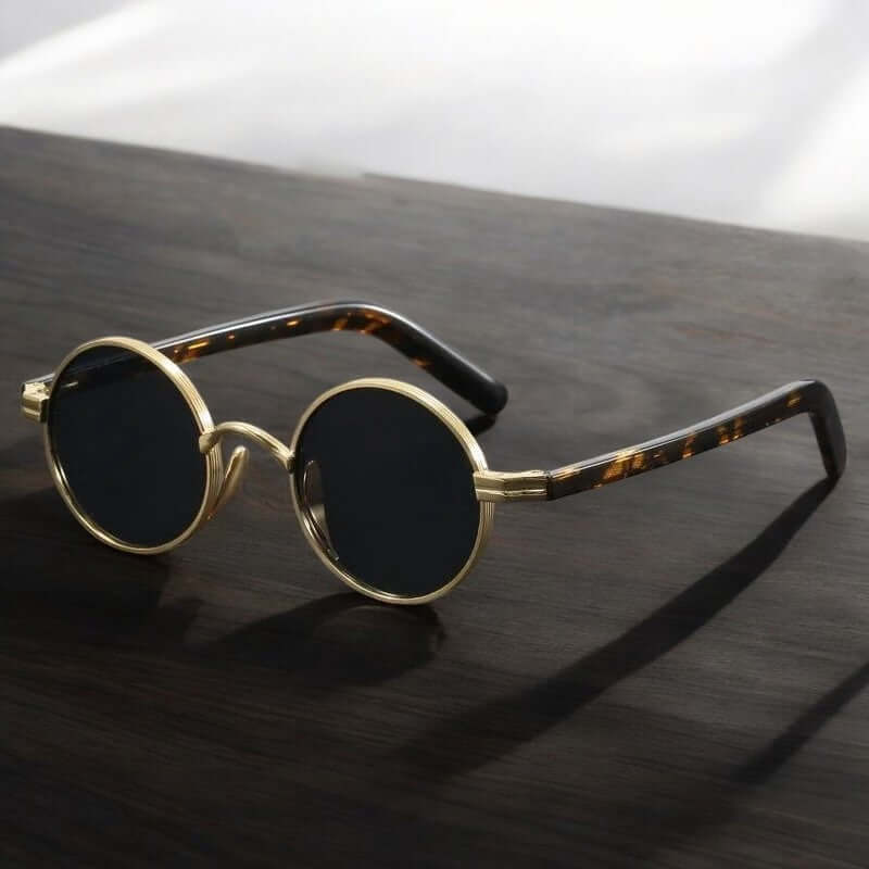 Bellini Shades vintage-style polarized UV protection men's sunglasses with tortoiseshell arms, perfect for stylish everyday wear and driving.