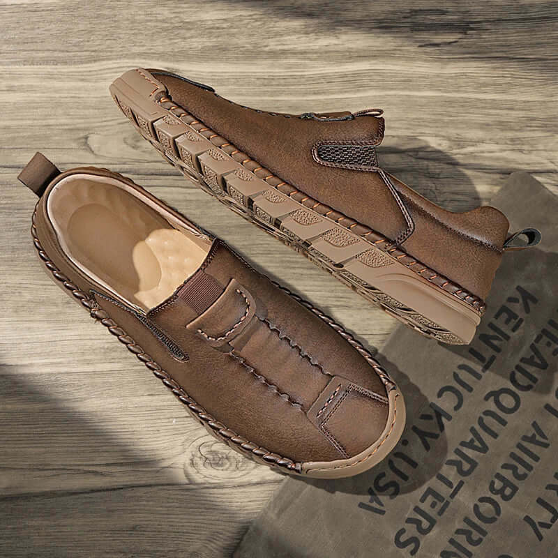 Catania Genuine Leather Loafers with hand-stitched detail, showcasing premium slip-on comfort and elegance for formal occasions.