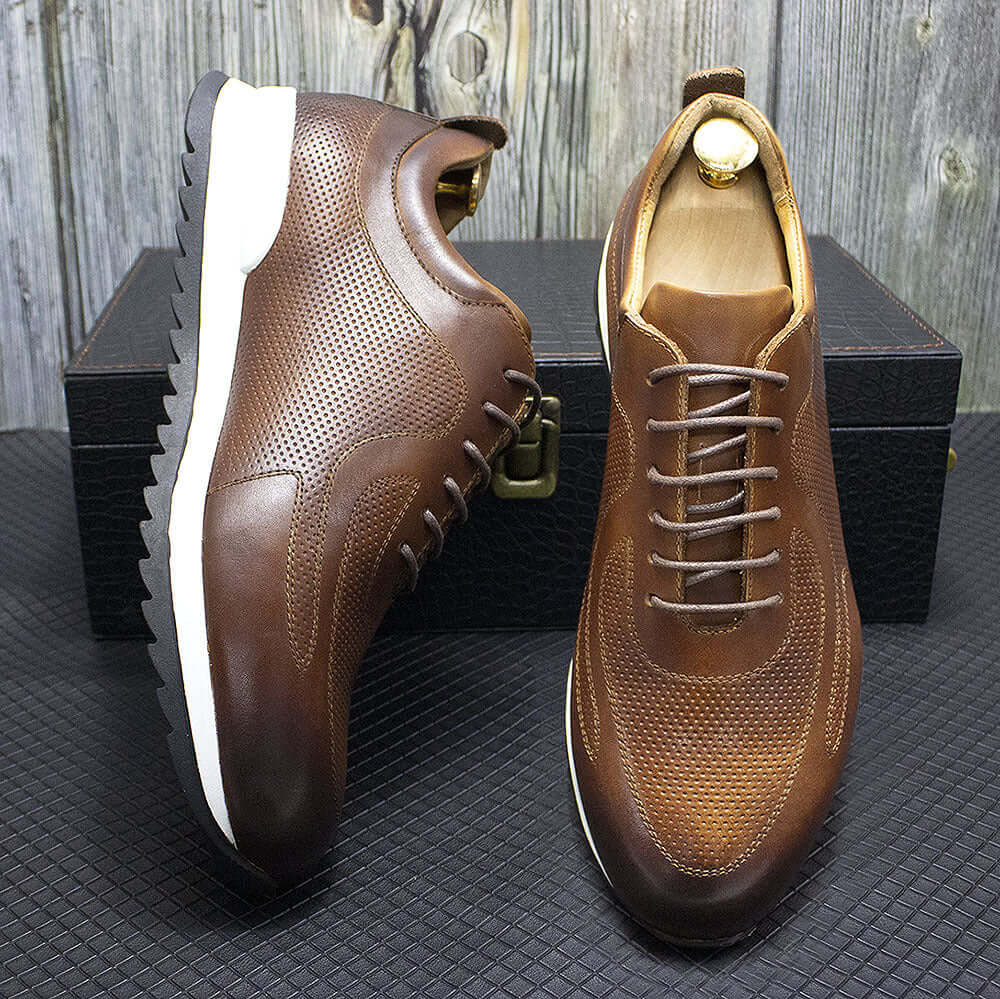 Lucano Leather Sneakers for men, featuring comfortable everyday wear, stylish brown design, perfect for casual outfits and travel.