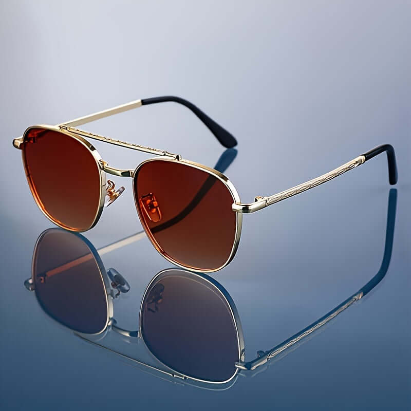 Maverick Shades - Men's UV protection sunglasses with polarized lenses, gold-tone aviator style for travel and outdoor activities.