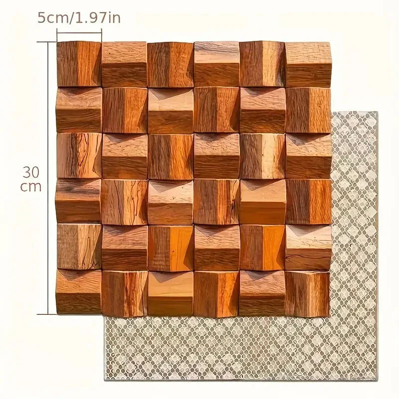 Solid Wood 3D Mosaic Panel Premium β
(30 x 30 cm)