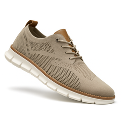 Beige knitted sneaker for casual wear, ideal for comfort and style. Casual shoes mens collection.