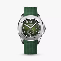 Green luxury watch with silver accents for men, part of the Watches for Men collection.
