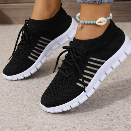 Women’s Breathable Lace-Up Walking Sneakers – Lightweight Non-Slip Comfort Shoes