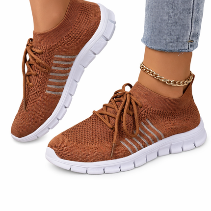 Women’s Breathable Lace-Up Walking Sneakers – Lightweight Non-Slip Comfort Shoes