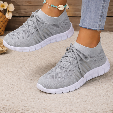 Women’s Breathable Lace-Up Walking Sneakers – Lightweight Non-Slip Comfort Shoes