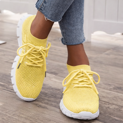 Women’s Breathable Lace-Up Walking Sneakers – Lightweight Non-Slip Comfort Shoes