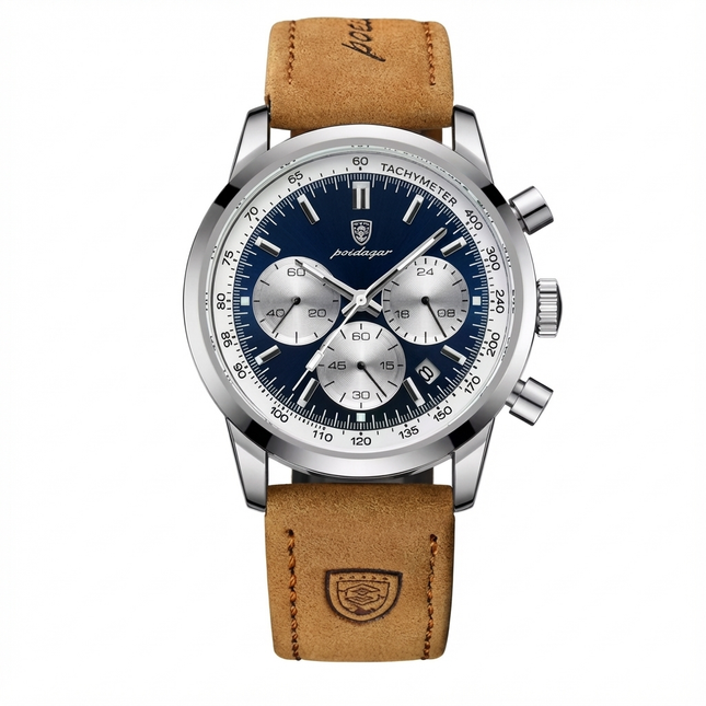Poedagar 911 Luxury Men’s Watch – Sapphire Crystal & Genuine Leather