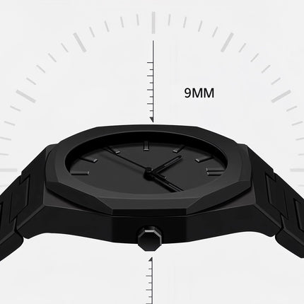 Auron Black Minimal Watch