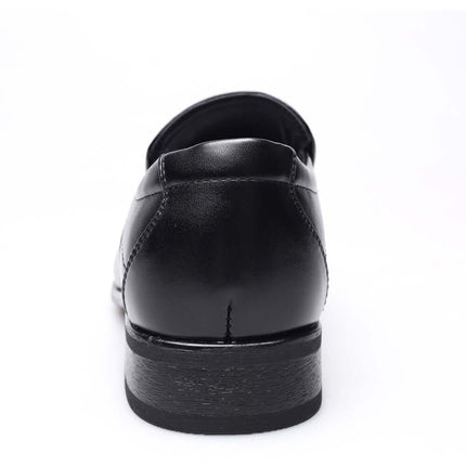Back view of black Alden Genuine Leather Loafers showcasing premium slip-on design with elegant leather finish for formal occasions.