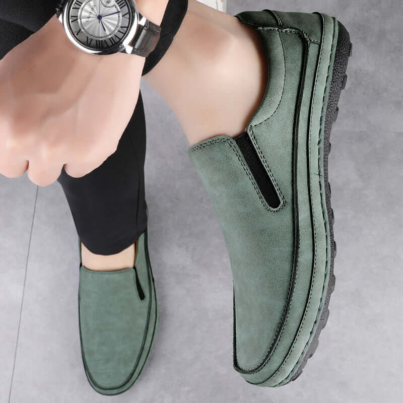 Alvero Genuine Leather Loafers showcasing slip-on style and orthopedic comfort, ideal for men's formal occasions and luxury appeal.