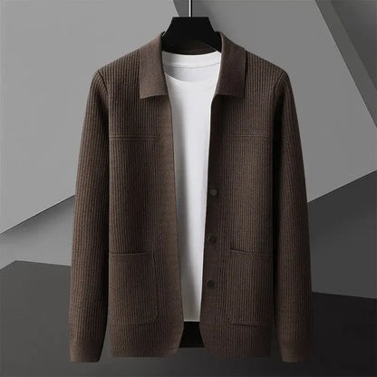 Archer Cardigan ribbed knit men's winter sweater with collar