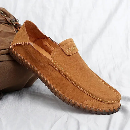 Aspen Suede Loafers showcasing premium suede craftsmanship for men's formal style and slip-on comfort in a luxury leather finish.