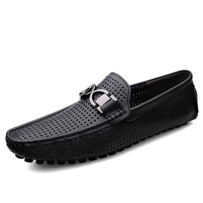 Beaumont Leather Loafers in black, showcasing elegant slip-on design, made from premium genuine leather for formal men’s footwear.