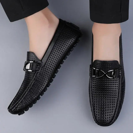 Elegant black Beaumont Leather Loafers for men, showcasing premium slip-on design and luxurious formal style, perfect for sophisticated occasions.