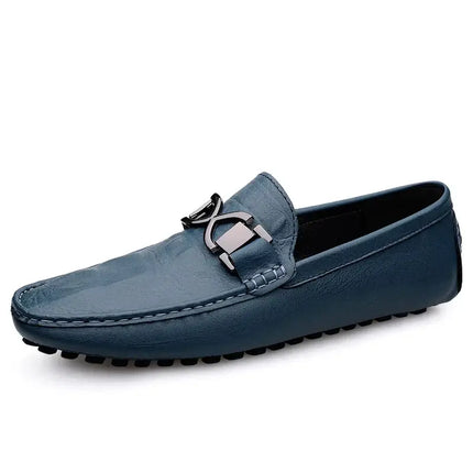 Benson Leather Loafers - elegant slip-on men's leather loafers with cushioned footbed in premium genuine leather for formal style.