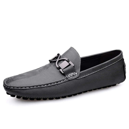 Benson Leather Loafers in premium black leather, slip-on design, elegant and lightweight for formal men's occasions, featuring cushioned footbed.