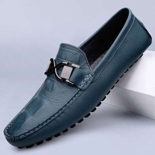 Benson Leather Loafers - Elegant slip-on men's leather loafers in genuine leather with cushioned footbed and high-grade rubber outsole for formal wear.