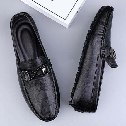 Benson Leather Loafers - sleek men's slip-on formal leather shoes with cushioned footbed and luxury rubber outsole for elegant style.