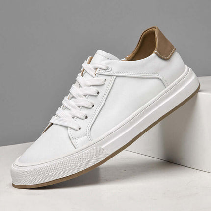 Bergamo Leather Sneakers - men's casual sneakers with premium white leather, cushioned insole, and modern style for everyday comfort and travel.