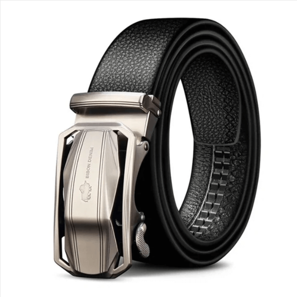 Bison Luxury Genuine Leather Belt – Premium Men’s Classic Belt, showcasing strong buckle, men's leather belts, genuine leather belt men style.