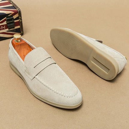 Brando Suede Loafers in premium suede with orthopedic support, featuring slip-on design for men's formal style and all-day comfort.