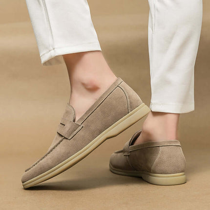 Brando Suede Loafers showcasing premium suede and orthopedic comfort, perfect for formal and casual wear. Men's luxury slip-on leather shoes.