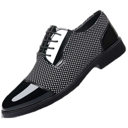 Black and white Brinell Dress Shoes with breathable upper and cushioned insole, ideal for formal and casual wear.