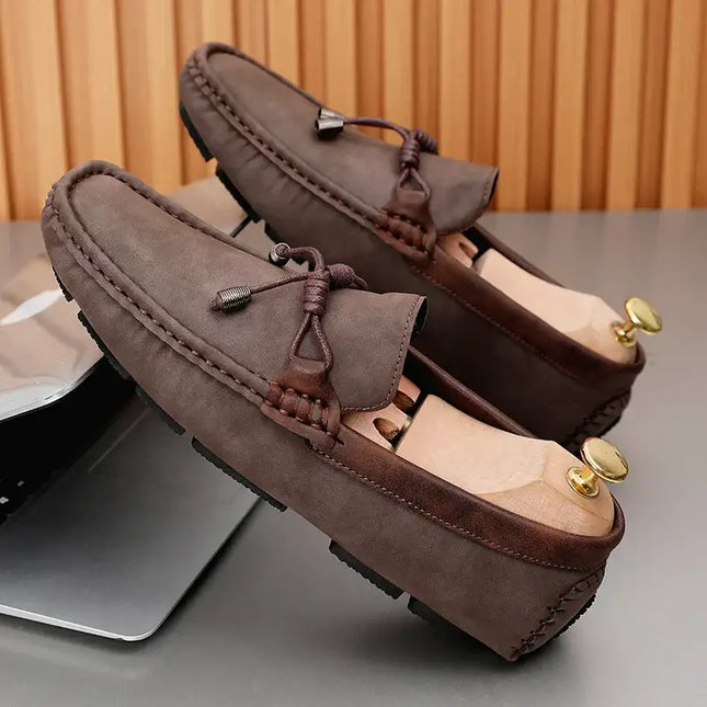 Carson Loafers - Elegant brown men's leather loafers with cushioned footbed and breathable design for formal slip-on comfort.
