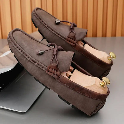 Carson Loafers - Elegant brown men's leather loafers with cushioned footbed and breathable design for formal slip-on comfort.