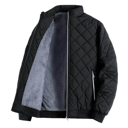 casual jacket for men in black quilted design with soft inner lining, perfect for modern urban style and everyday wear