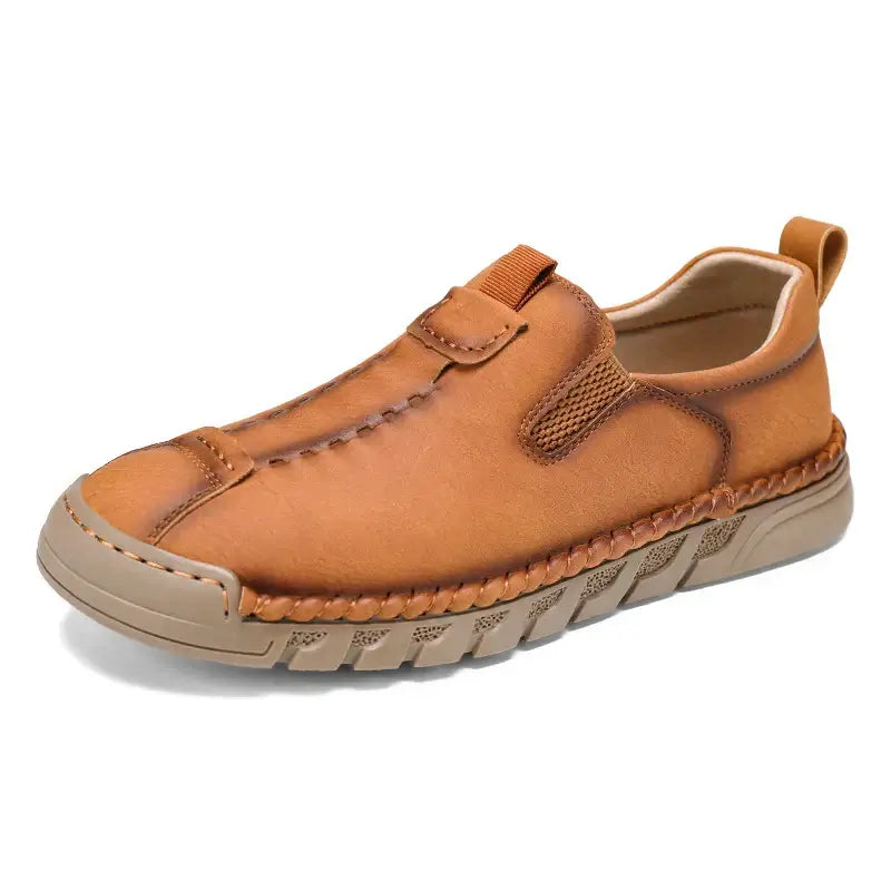 Catania Genuine Leather Loafers - men's luxury slip-on with hand-stitched detailing, elastic panels, and durable outsole for formal elegance.