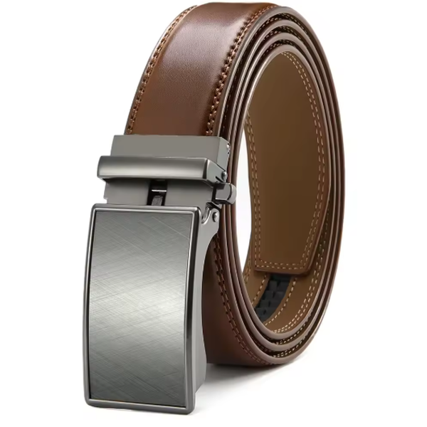 Swiss Elegance Genuine Leather Ratchet Belt – Automatic Buckle Men’s Dress Belt