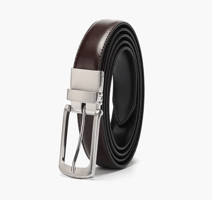 William Elegance Leather Belt – Classic Men’s Dress Belt, genuine men's leather belt with strong buckle, stylish and versatile for all outfits