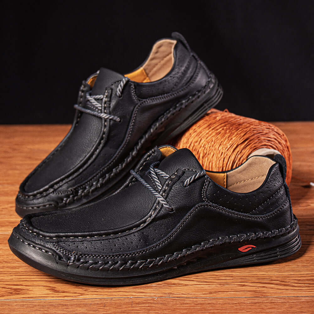 Dante Leather Loafers in black, showcasing slip-on comfort and premium synthetic leather craftsmanship for men seeking formal elegance.