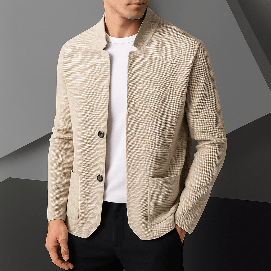 D’Avorio Knit Cardigan for men, showcasing warm, cozy fabric, ideal for layering and winter style.