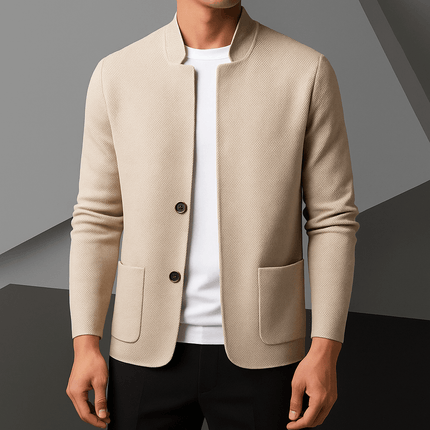 D’Avorio Knit Cardigan - men's winter sweater in cream, showcasing a warm, soft knitted design with button closure, perfect for layering in cool weather.