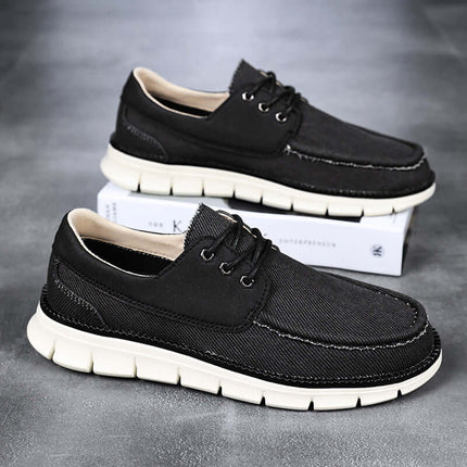 Denton Slip-On Sneakers for men, featuring denim-inspired canvas, lightweight breathable design, ideal for daily casual wear and travel.