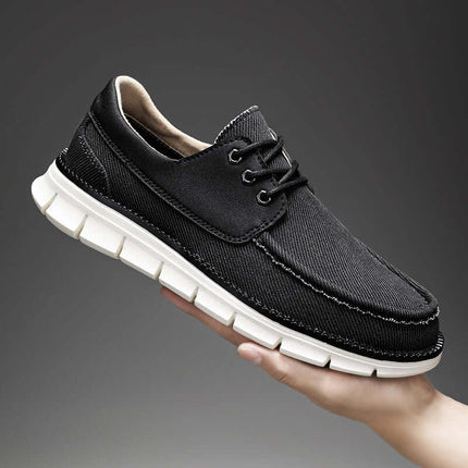 Denton Slip-On Sneakers: Denim-inspired casual sneakers for men with cushioned insole, ideal for comfortable everyday wear and travel.