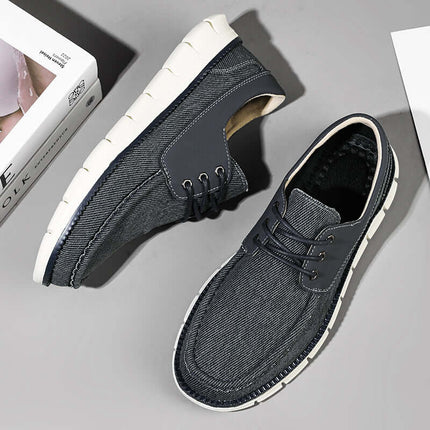 Denton Slip-On Sneakers: casual men's sneakers with denim-inspired style, cushioned insoles, lightweight and breathable for everyday comfort.