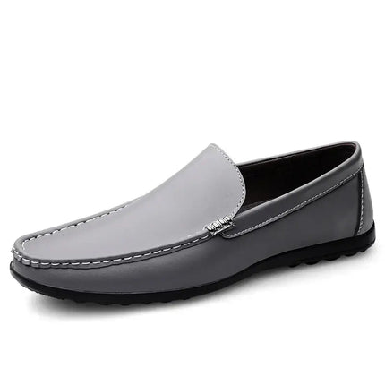Ellis Leather Loafers - Premium men's slip-on, formal leather loafers in grey, offering luxury and comfort with a foam-padded insole.