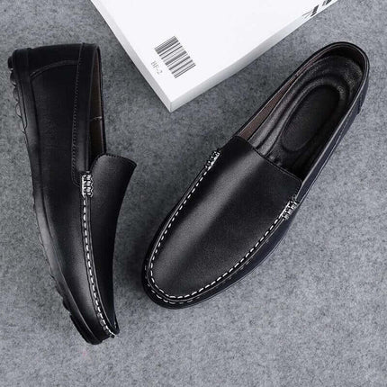 Ellis Leather Loafers - Men's luxury slip-on leather loafers with foam-padded insole for formal elegance and comfort.