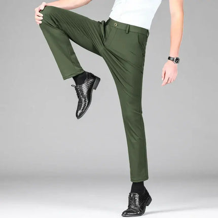 The Everyday Pants showcasing flexibility and modern style, perfect men's casual trousers for comfort and versatility.