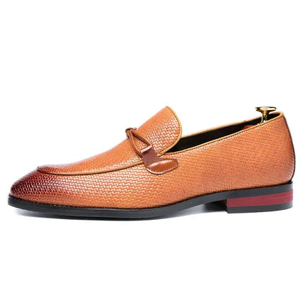 Ferraro Genuine Leather Loafers with embossed texture and bit detail, crafted for elegant slip-on comfort and luxury in men's formal style.