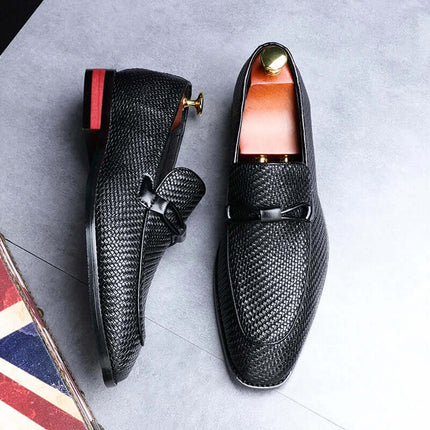 Ferraro Genuine Leather Loafers - elegant slip-on formal shoes with luxury embossed texture for discerning men's style.