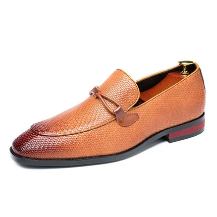 Ferraro Genuine Leather Loafers with embossed texture and cushioned insole, showcasing luxury and slip-on comfort for formal men's wear.