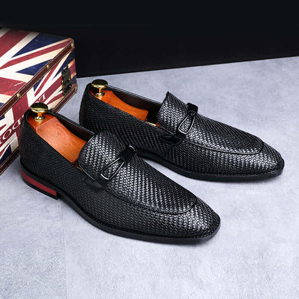 Ferraro Genuine Leather Loafers with embossed texture, slip-on design, and bit detail, showcasing elegance and luxury for formal men's style.