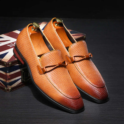 Ferraro Genuine Leather Loafers - men's luxury slip-on, formal embossed texture, premium leather elegance.