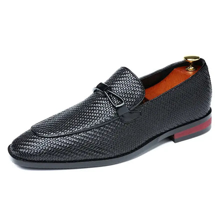 Ferraro Genuine Leather Loafers with embossed texture, luxury men's slip-on shoes, featuring cushioned insole and formal style detail.