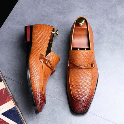 Ferraro Genuine Leather Loafers crafted with luxury textured leather, demonstrating exquisite formal style and slip-on comfort for men.